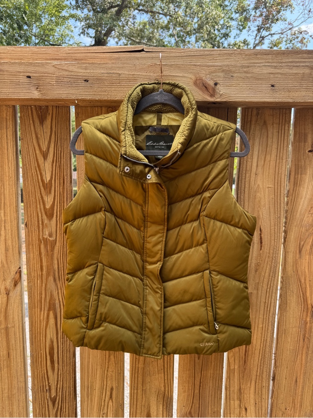 Eddie Bauer Olive Quilted Down Puffer Vest